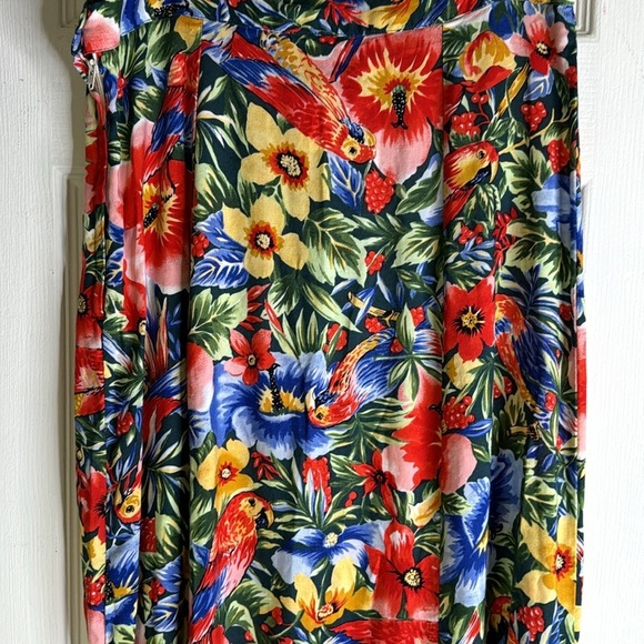 Joe Kealoha’s Hawaiian 🌺 Skirt Red Macaw Parrots Tropical Made in Hawaii Size 14 - Picture 6 of 11